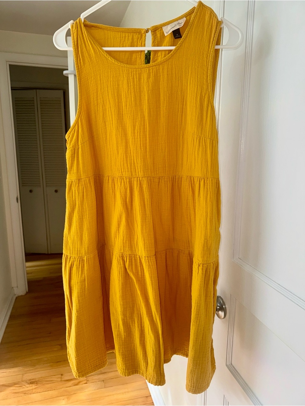 Universal Thread Tiered Sleeveless Mustard Mini Dress Medium